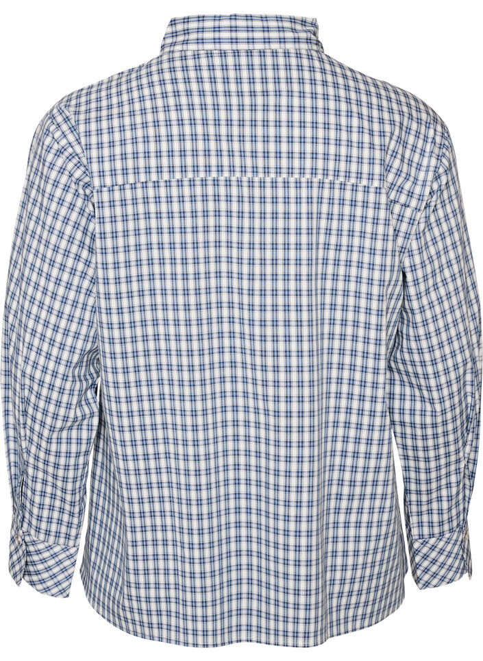 Chemise ample &agrave; carreaux avec ceinture &agrave; nouer, Bleu, Packshot image number 1