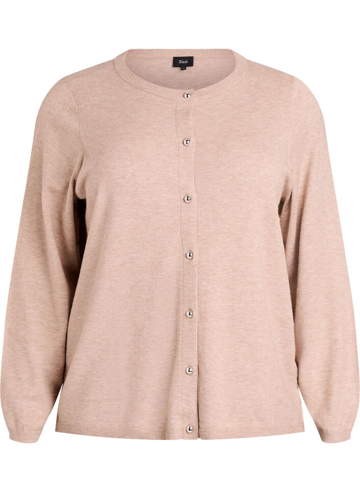 Cardigan &agrave; boutons ronds, Beige, Packshot image number 0