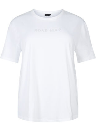 T-shirt en coton biologique avec des similipierres, White, Packshot image number 0