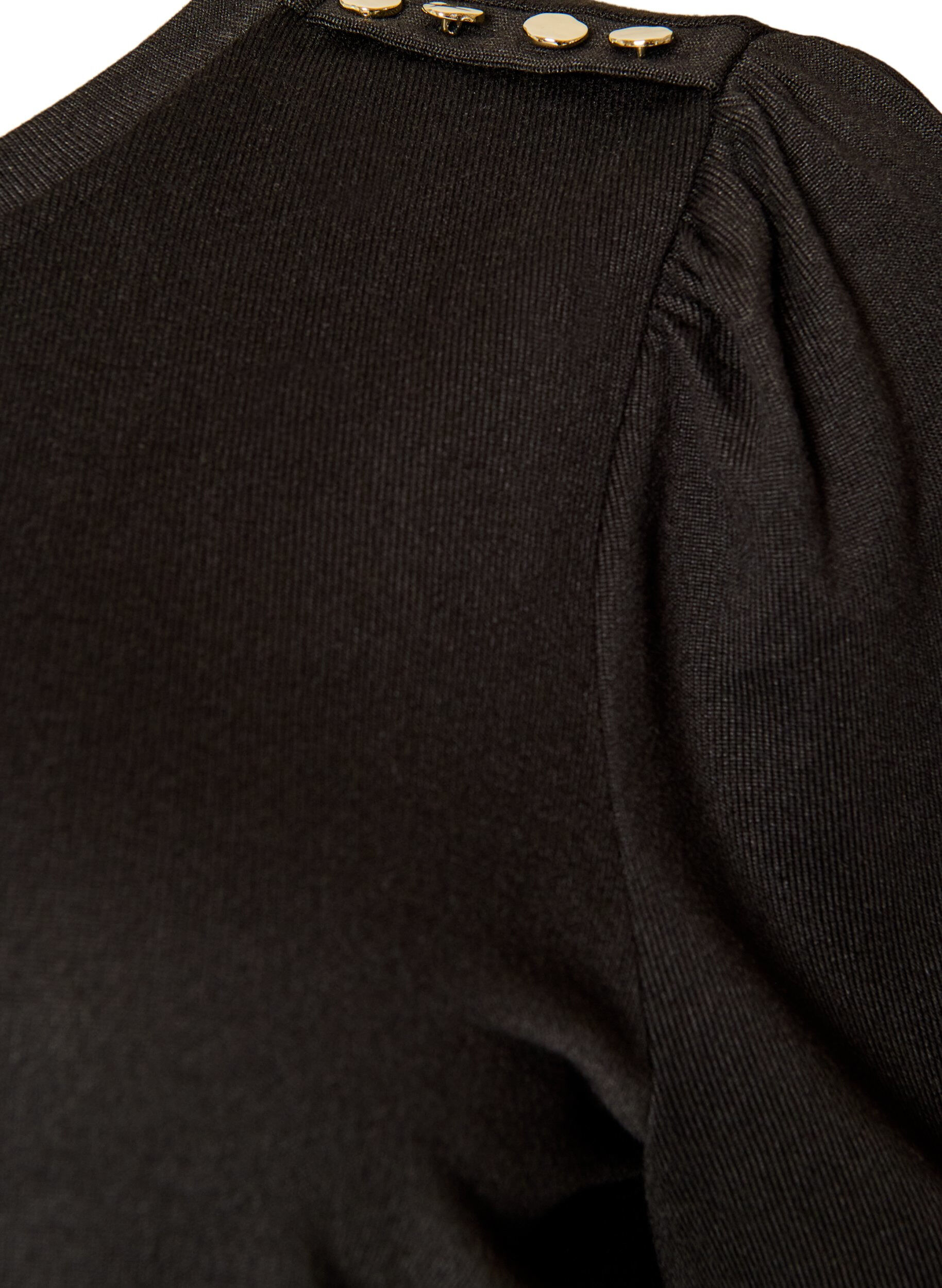 ZizziChemisier avec d&eacute;tails boutons et manches courtes bouffantes, Noir, Packshot image number 2