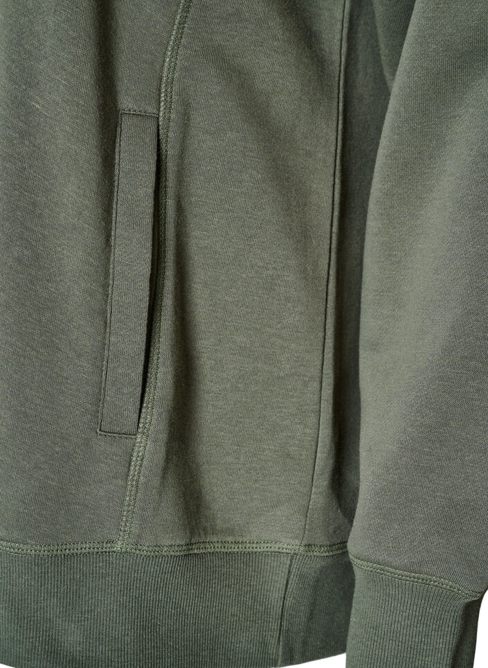 Sweat &agrave; col montant et poches, Vert, Packshot image number 3