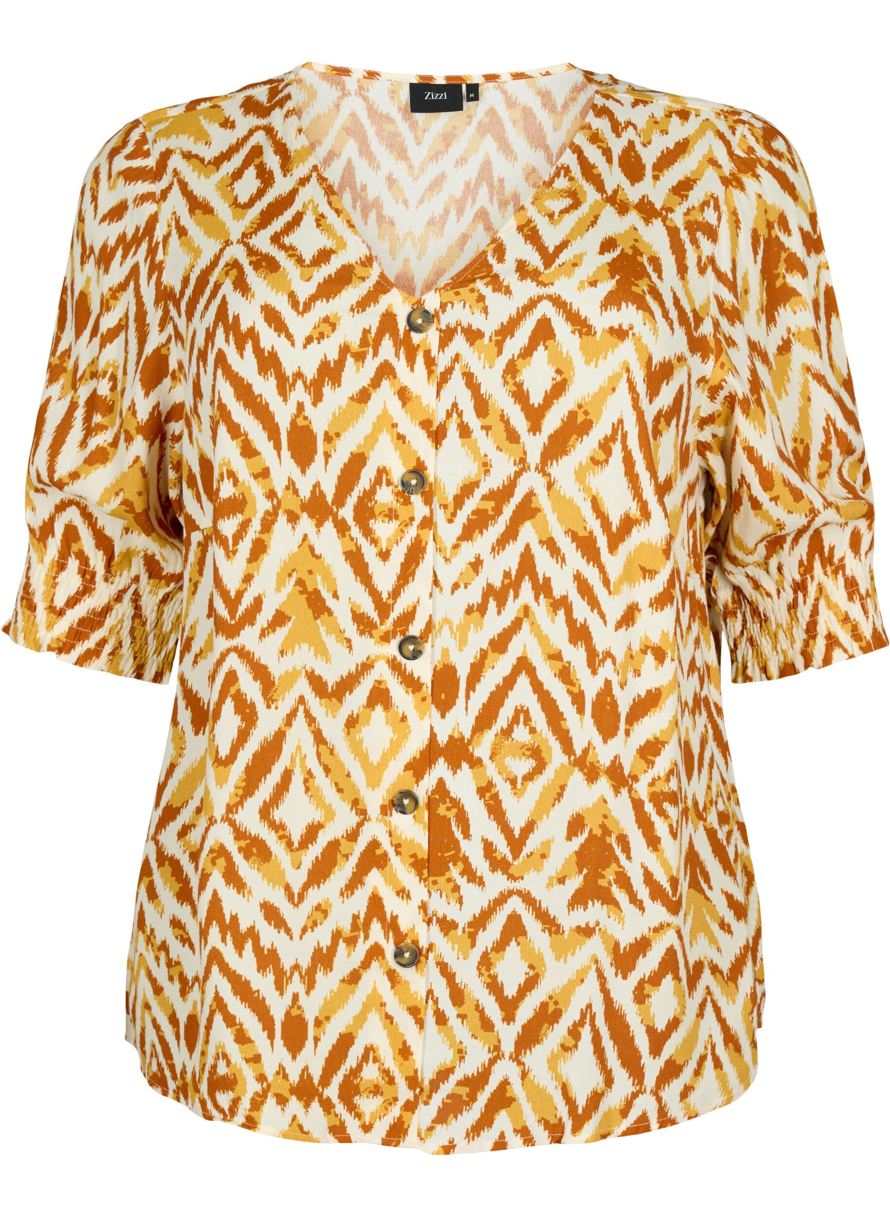 ZizziBlouse en viscose avec boutons, Amber Green Tribe, Packshot image number 0