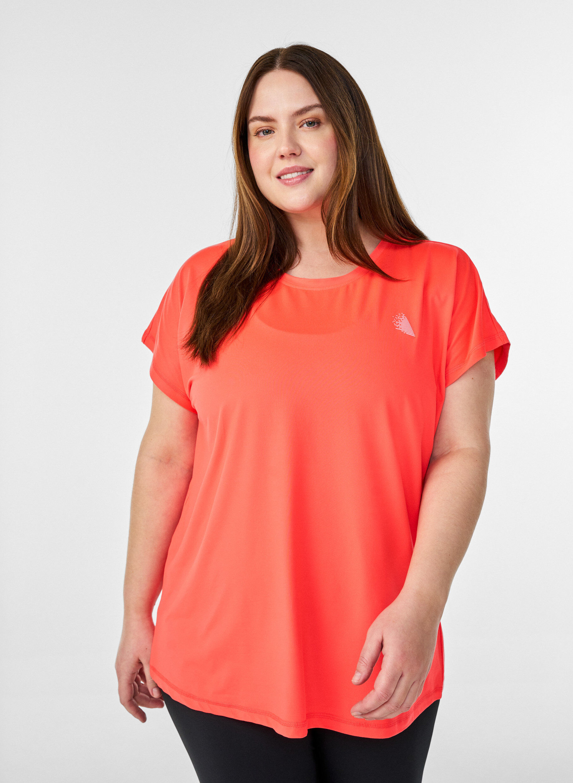 Zizzi T-shirt de sport couleur unie, Corail, Model image number 0