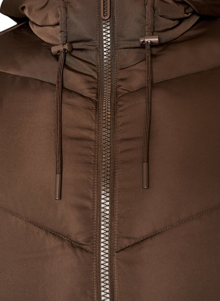 Doudoune longue avec capuche et poches, Marron, Packshot image number 2