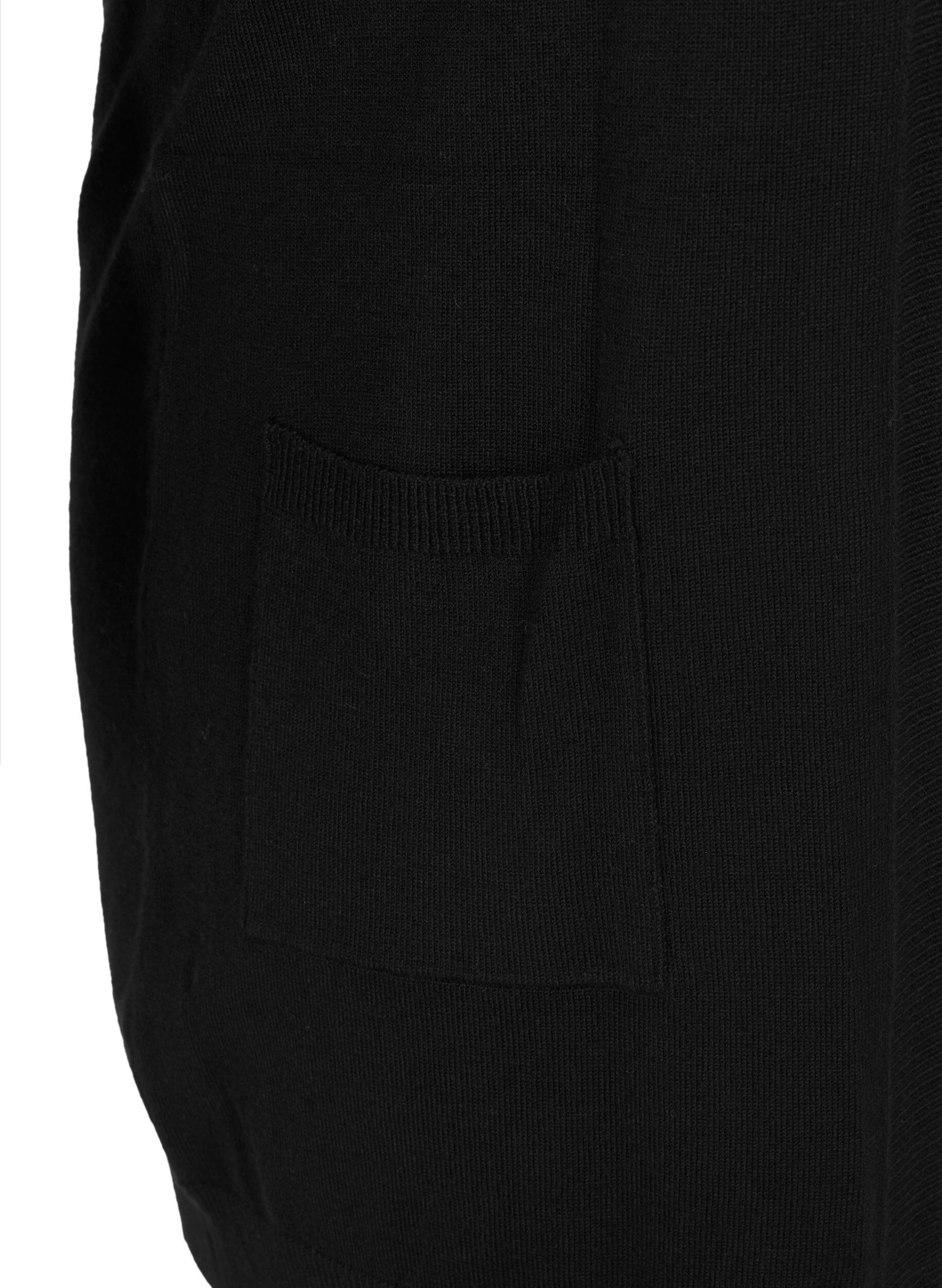 Zizzi Long cardigan tricot&eacute; en m&eacute;lange de viscose, Noir, Packshot image number 3