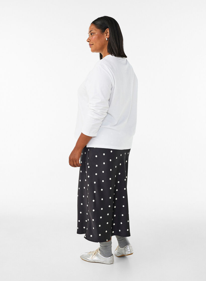 Jupe midi en satin, Noir, Model image number 1