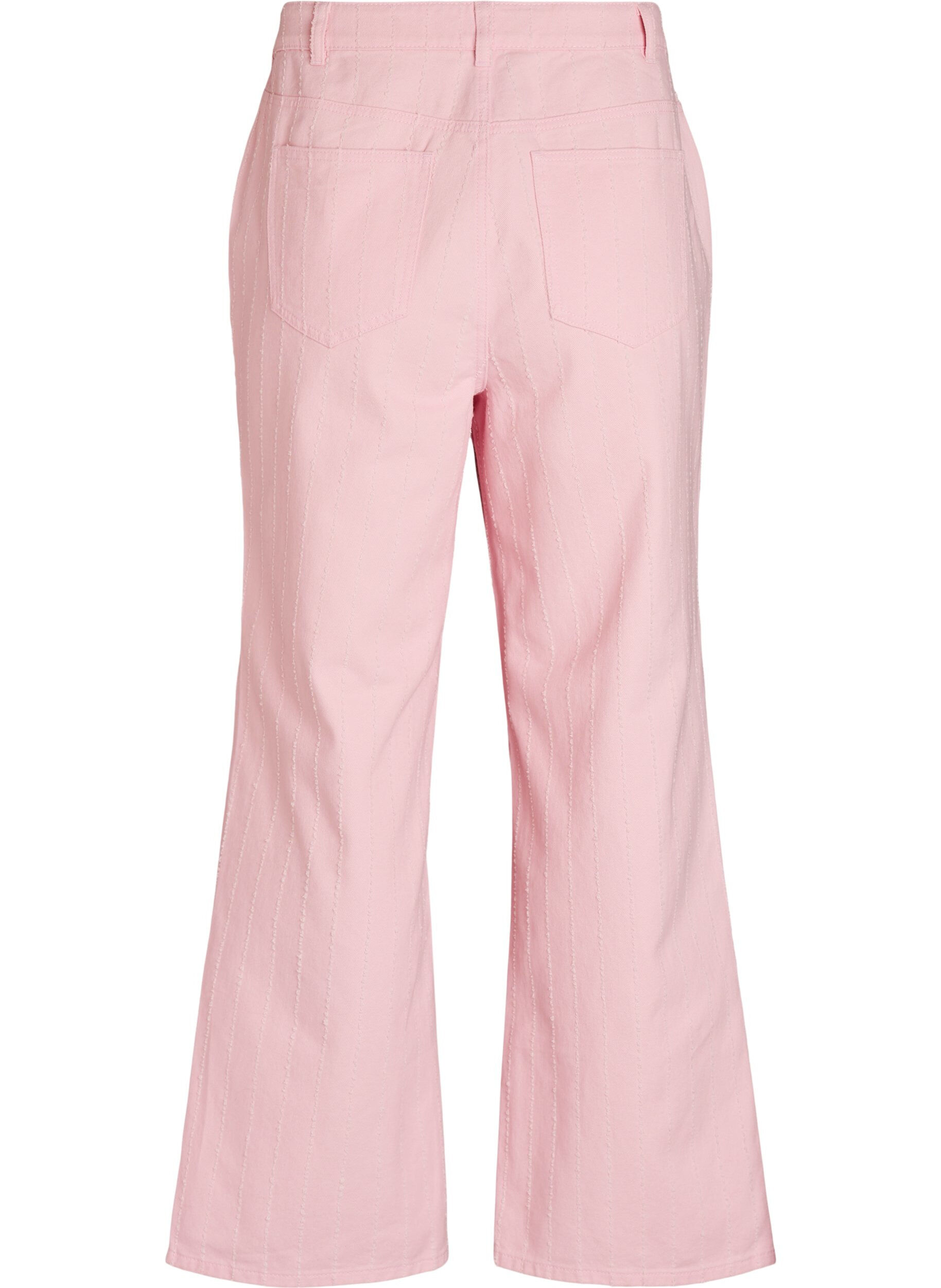 Zizzi Jean Myra coupe large en denim de couleur &agrave; motif textur&eacute;, Rose poudr&eacute;e, Packshot image number 1