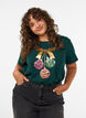 T-shirt de No&euml;l en coton bio, Vert fonc&eacute;, Model image number 0