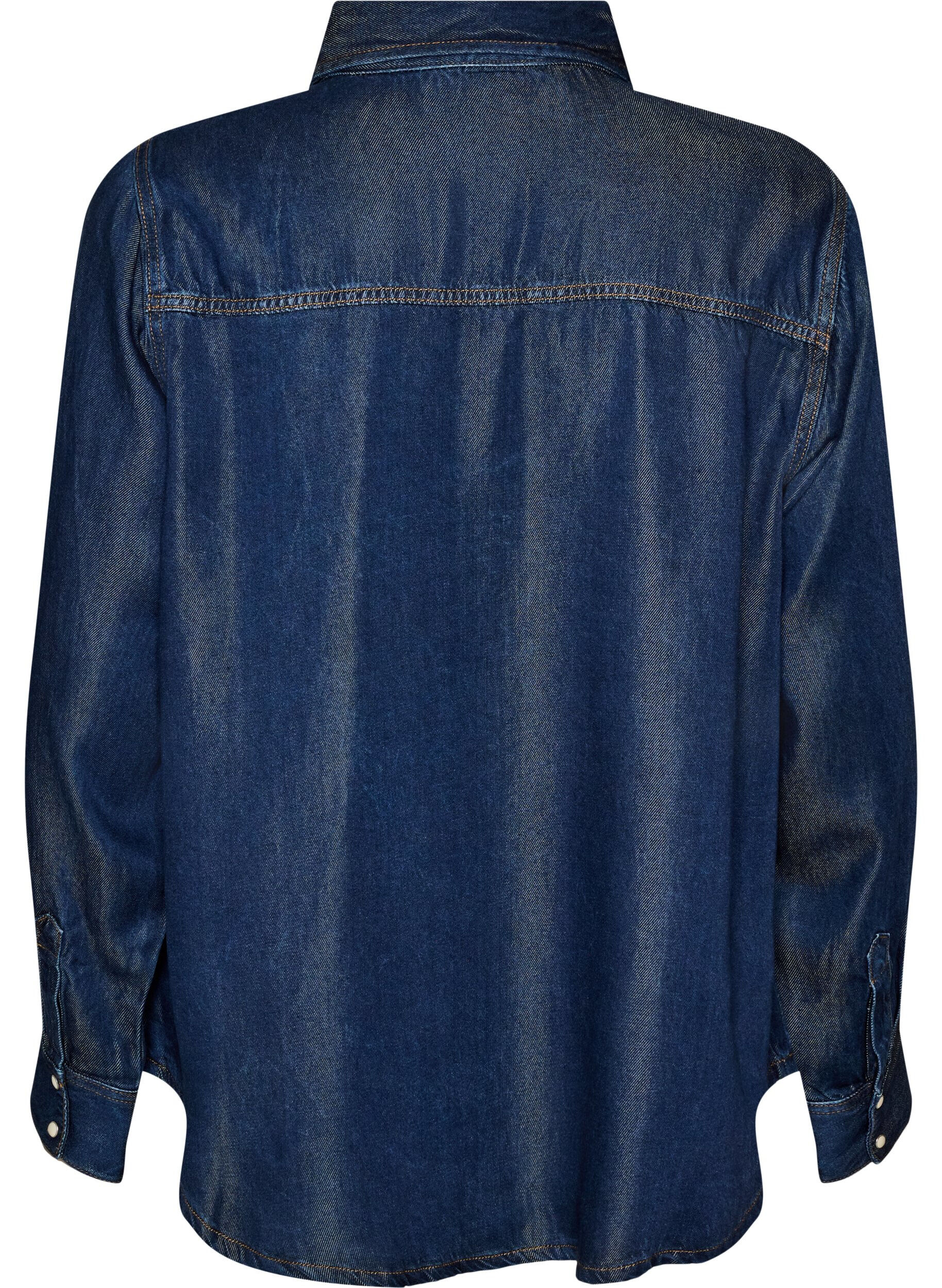 ZizziChemise en jean en lyocell avec boutons-pression, Bleu, Packshot image number 1