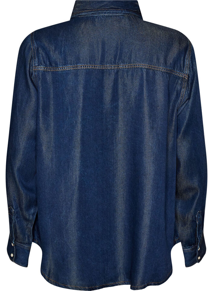 Chemise en jean en lyocell avec boutons-pression, Bleu, Packshot image number 1