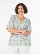 Chemise en coton &agrave; manches courtes avec col V, Bleu, Model image number 0