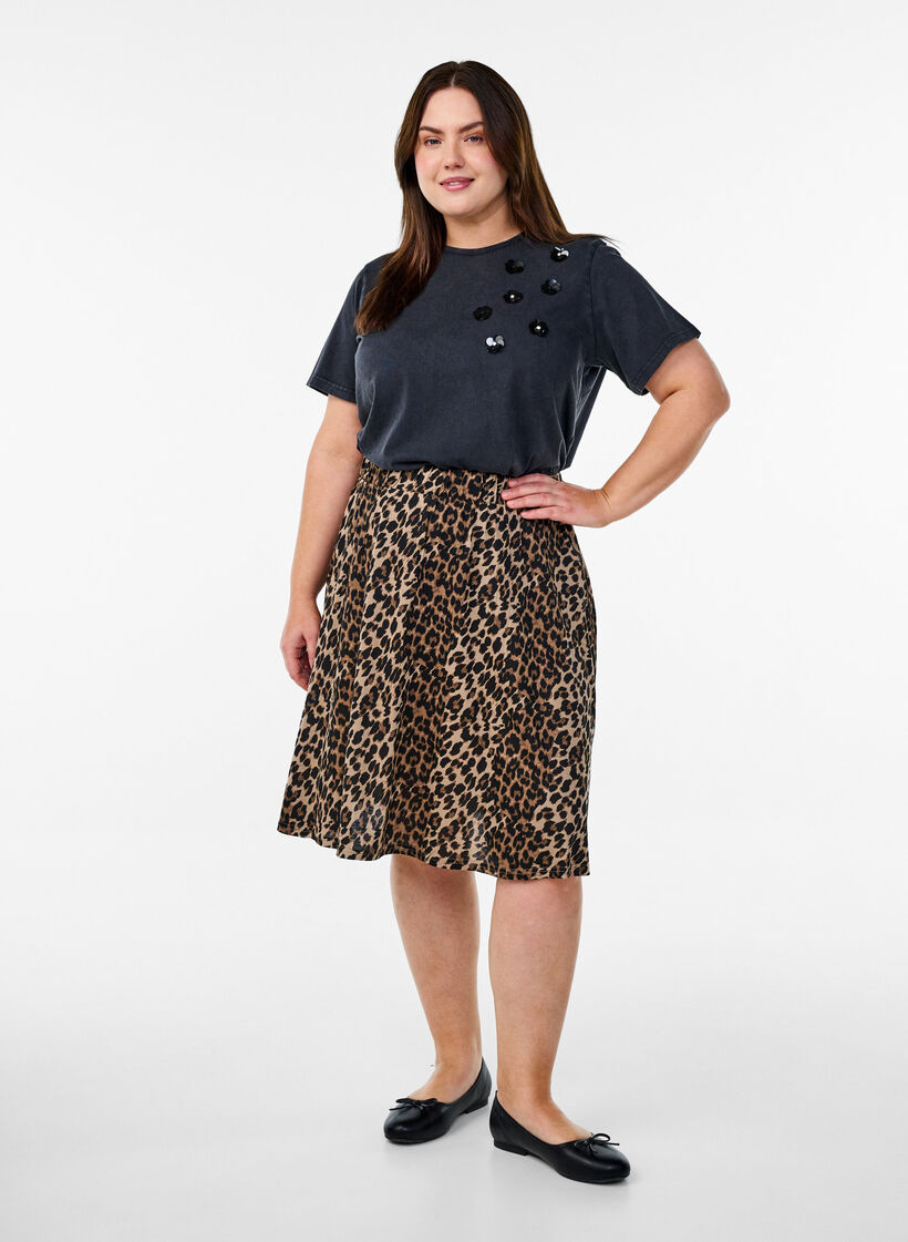 2-pack jupes patineuse en viscose, Noir, Model image number 0