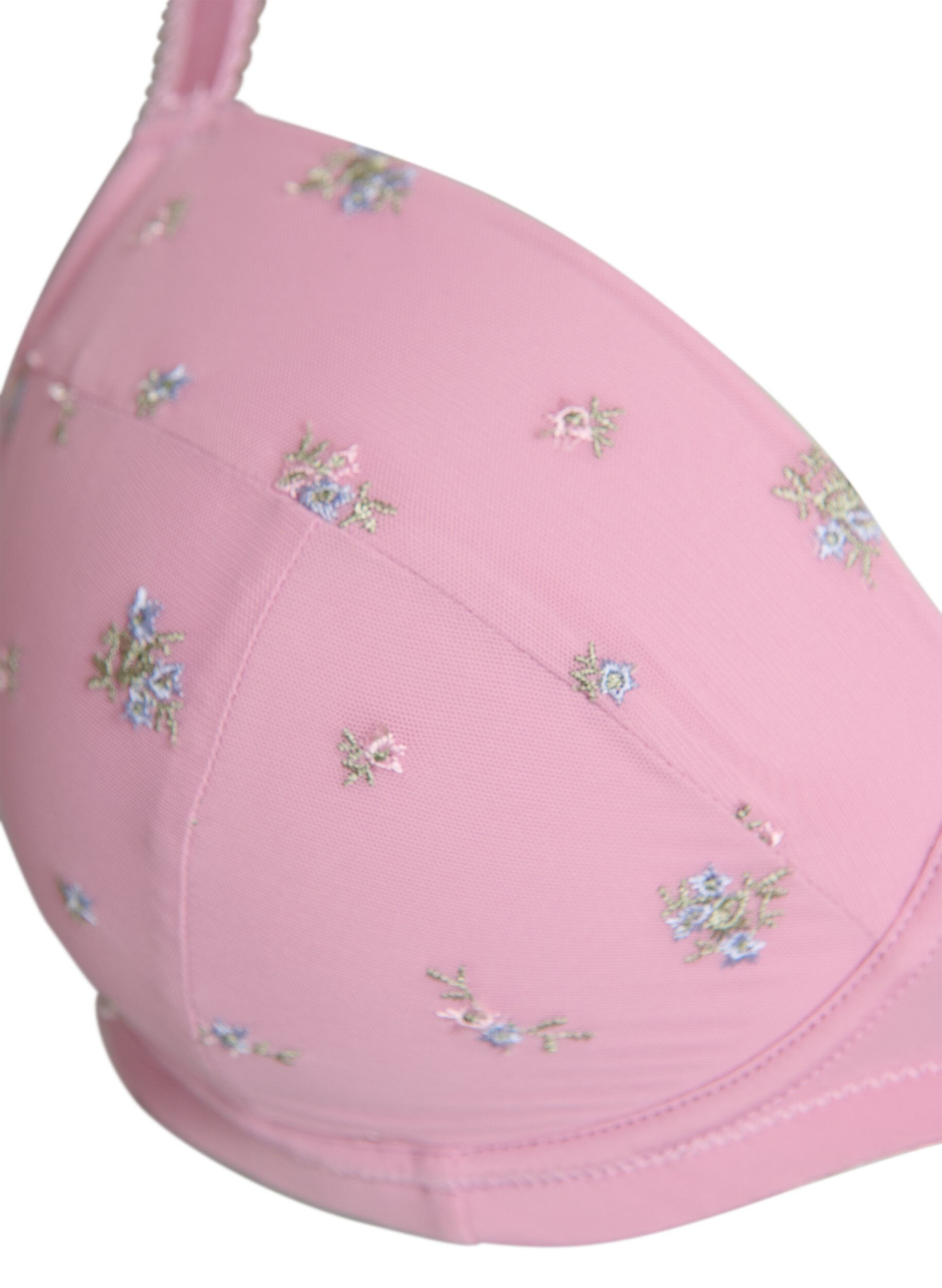 Zizzi Soutien-gorge rembourr&eacute; avec maille et broderie florale, Rose poudr&eacute;e, Packshot image number 2