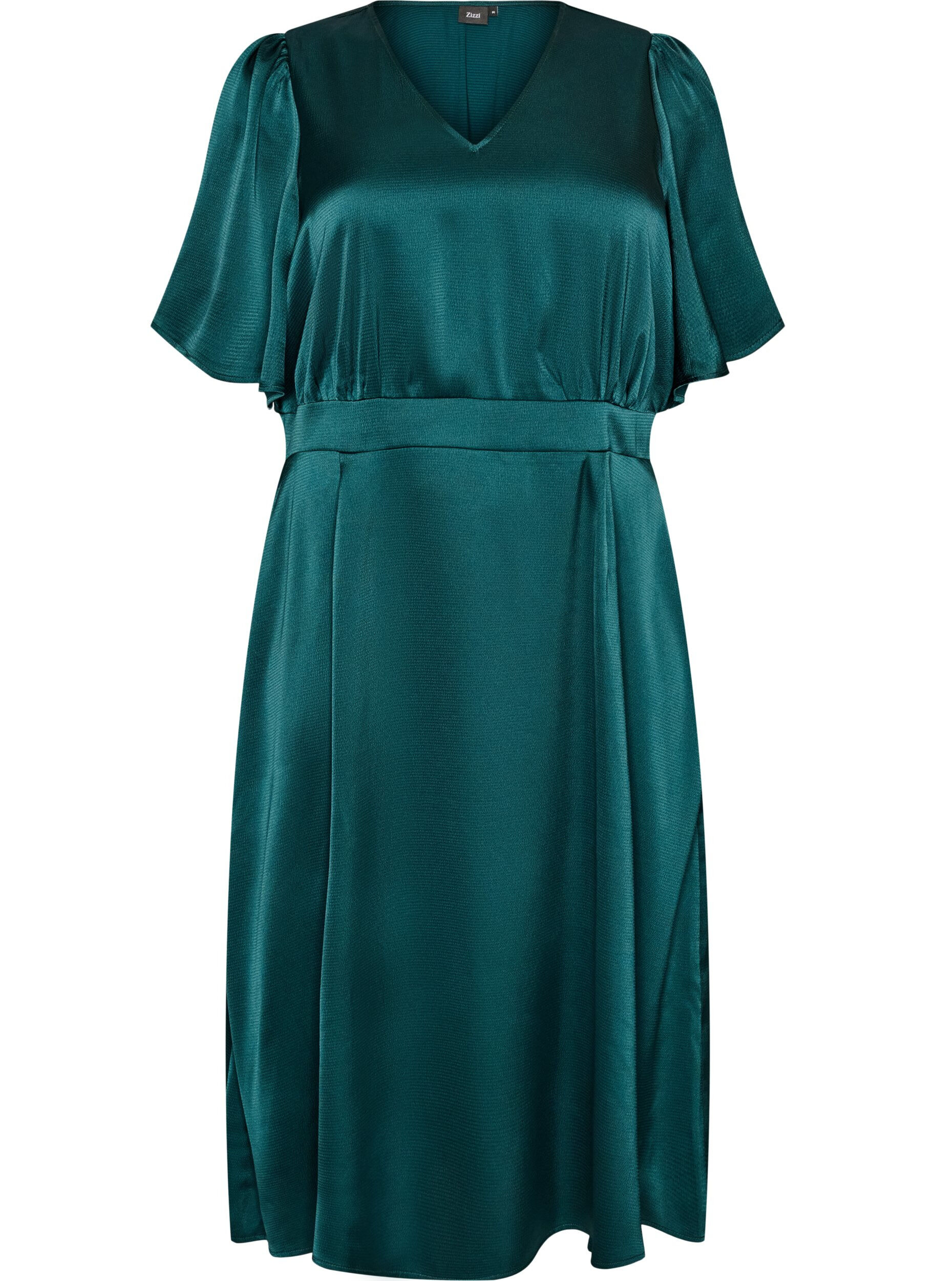 ZizziRobe de soir&eacute;e mi-longue &agrave; taille empire, Vert fonc&eacute;, Packshot image number 0