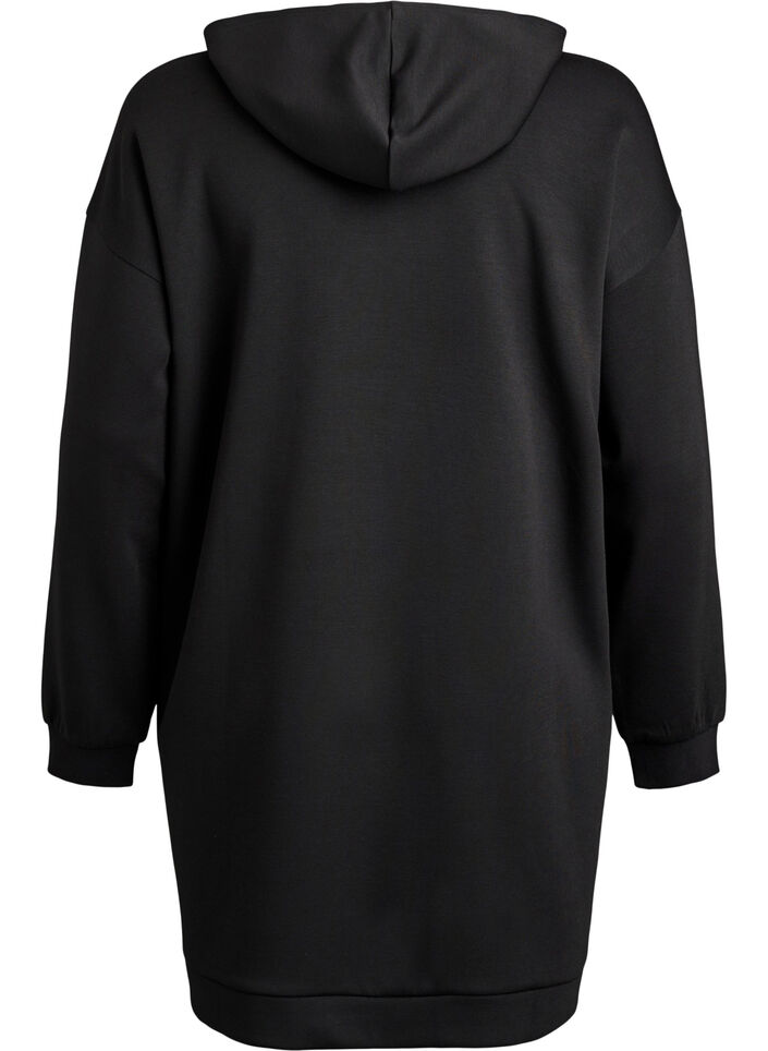 Robe sweat courte &agrave; capuche avec poche kangourou, Noir, Packshot image number 1