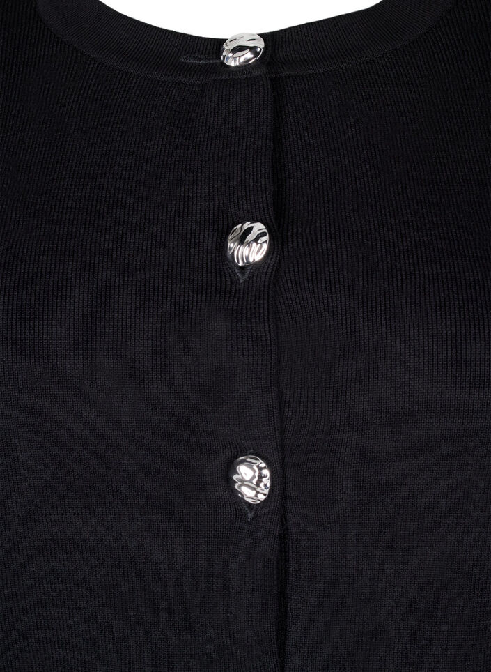 Cardigan en maille avec boutons décoratifs, Black, Packshot image number 2