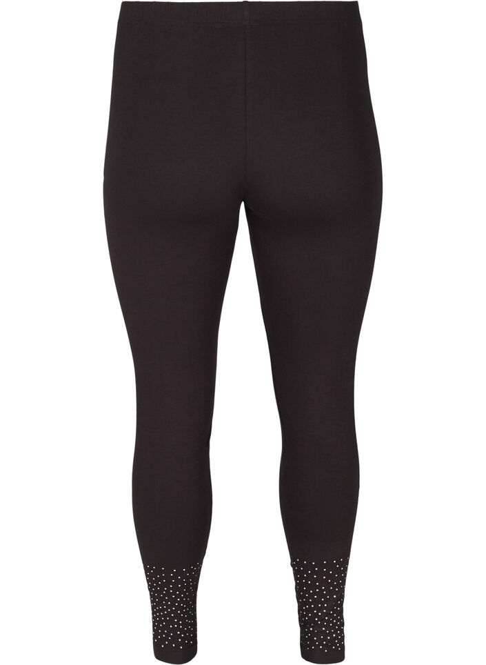 Legging en viscose mélangée avec strass décoratives, Black, Packshot image number 1