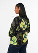 Blouse &agrave; fleurs avec col bateau et manches larges, Noir, Model image number 2