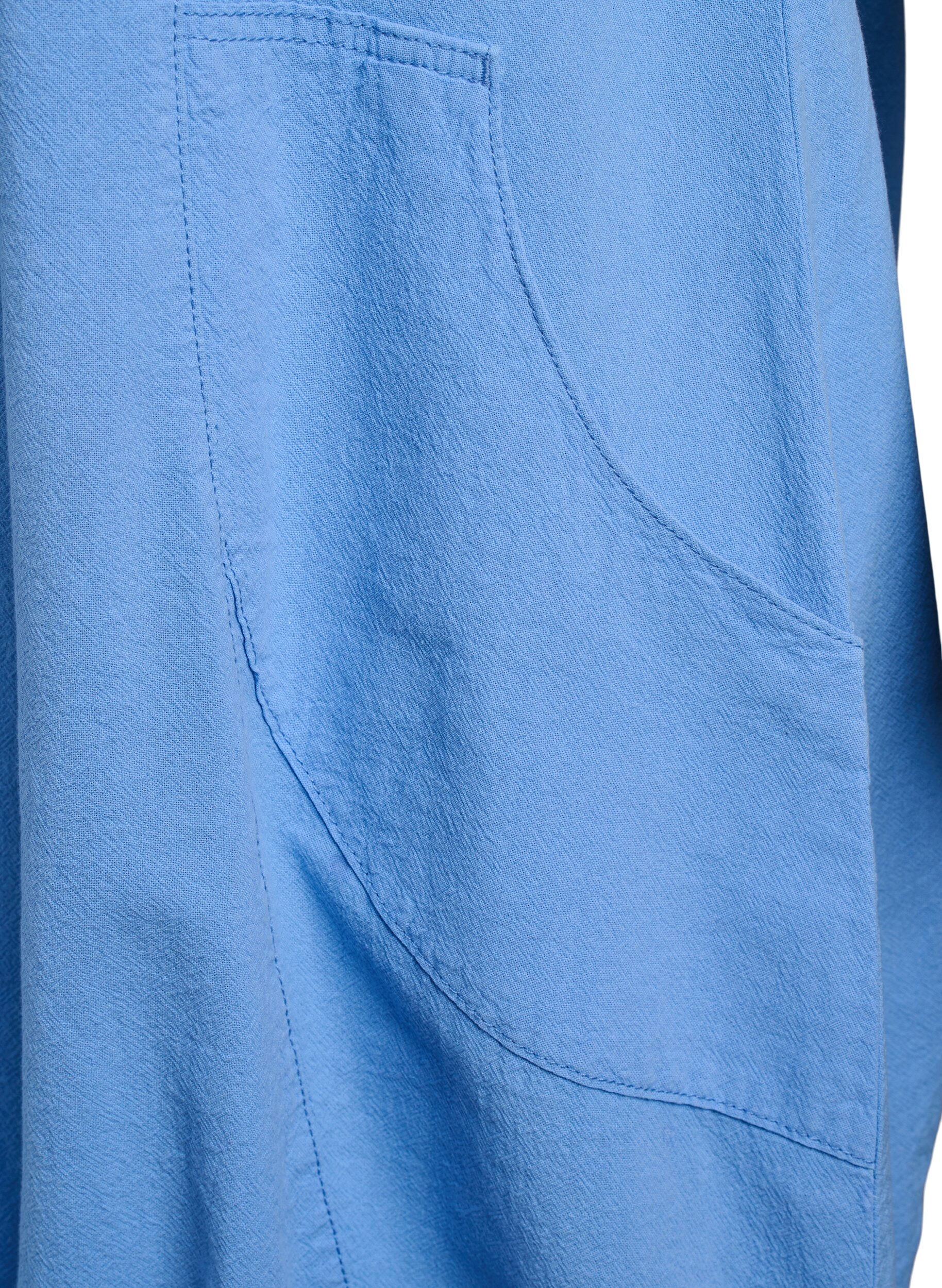 ZizziRobe en coton &agrave; manches courtes, Bleu Clair, Packshot image number 3