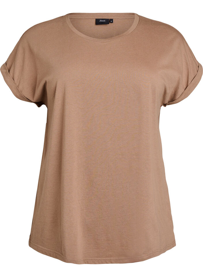 T-shirt &agrave; manches courtes en coton m&eacute;lang&eacute;, Marron, Packshot image number 0