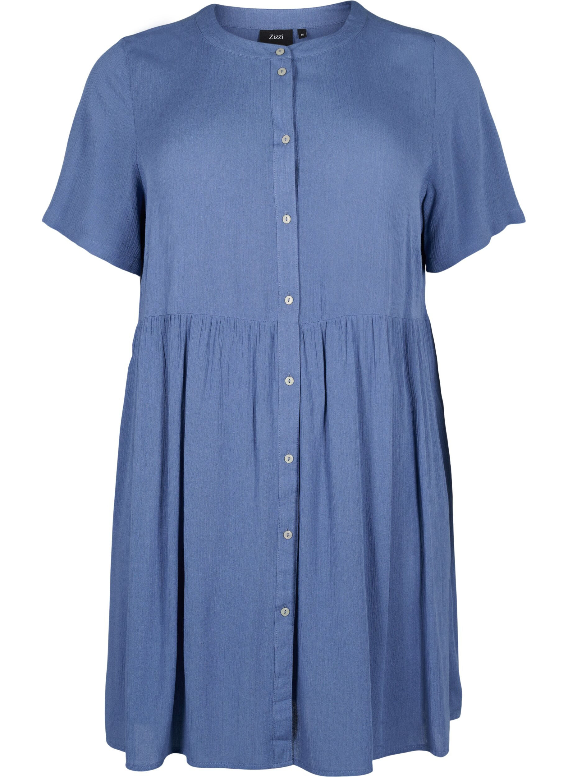 Zizzi Robe &agrave; manches courtes en viscose avec forme en A, Moonlight Blue, Packshot image number 0
