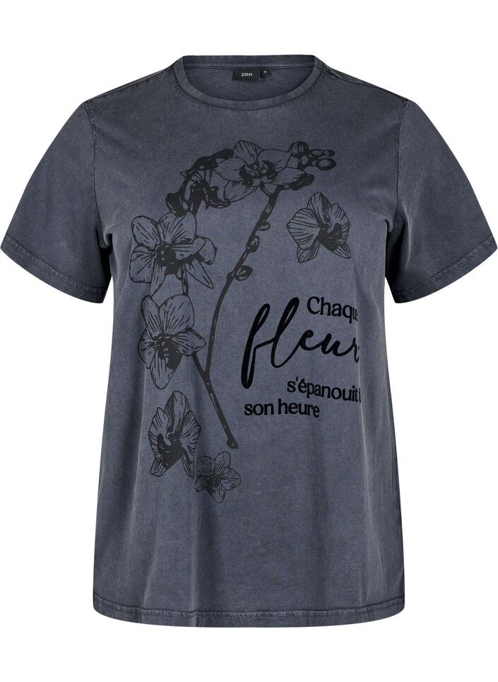 Tee-shirt en coton biologique avec imprimé, Gris, Packshot image number 0