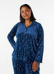Chemise de pyjama en velours avec un imprim&eacute; int&eacute;gral, Bleu, Model image number 0