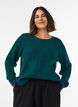Blouse en maille avec motif ajour&eacute; textur&eacute;, Vert fonc&eacute;, Model image number 0