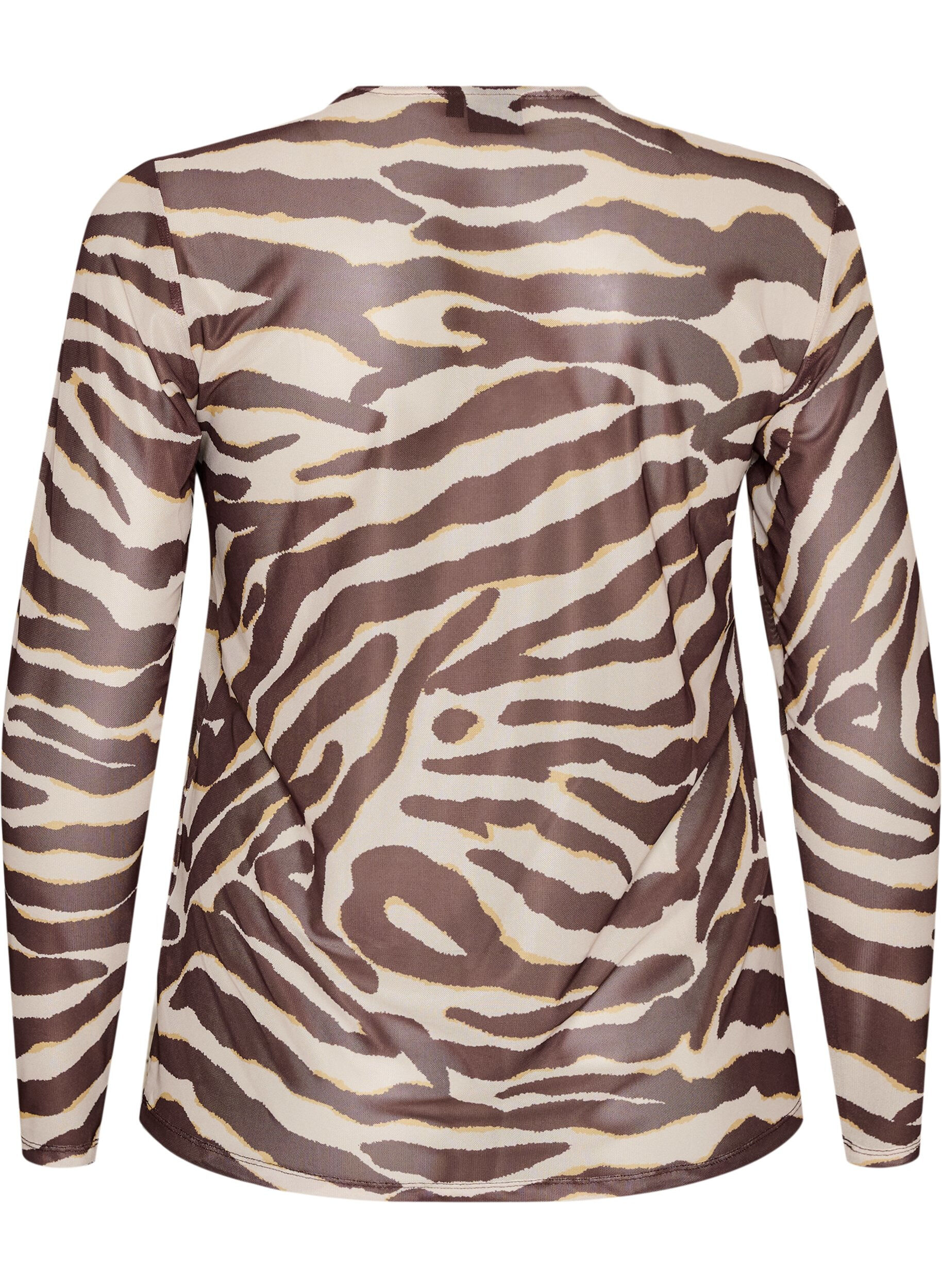 ZizziBlouse en maille avec imprim&eacute;, Marron, Packshot image number 1