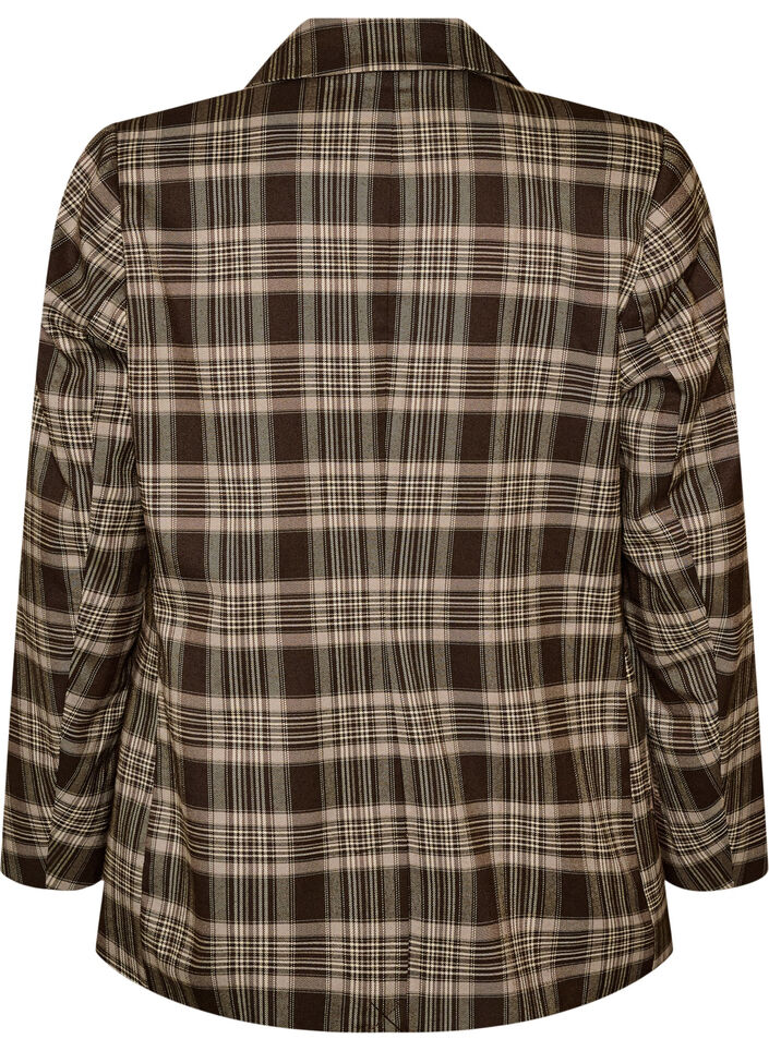Blazer &agrave; carreaux avec poches et fente au dos, Marron, Packshot image number 1