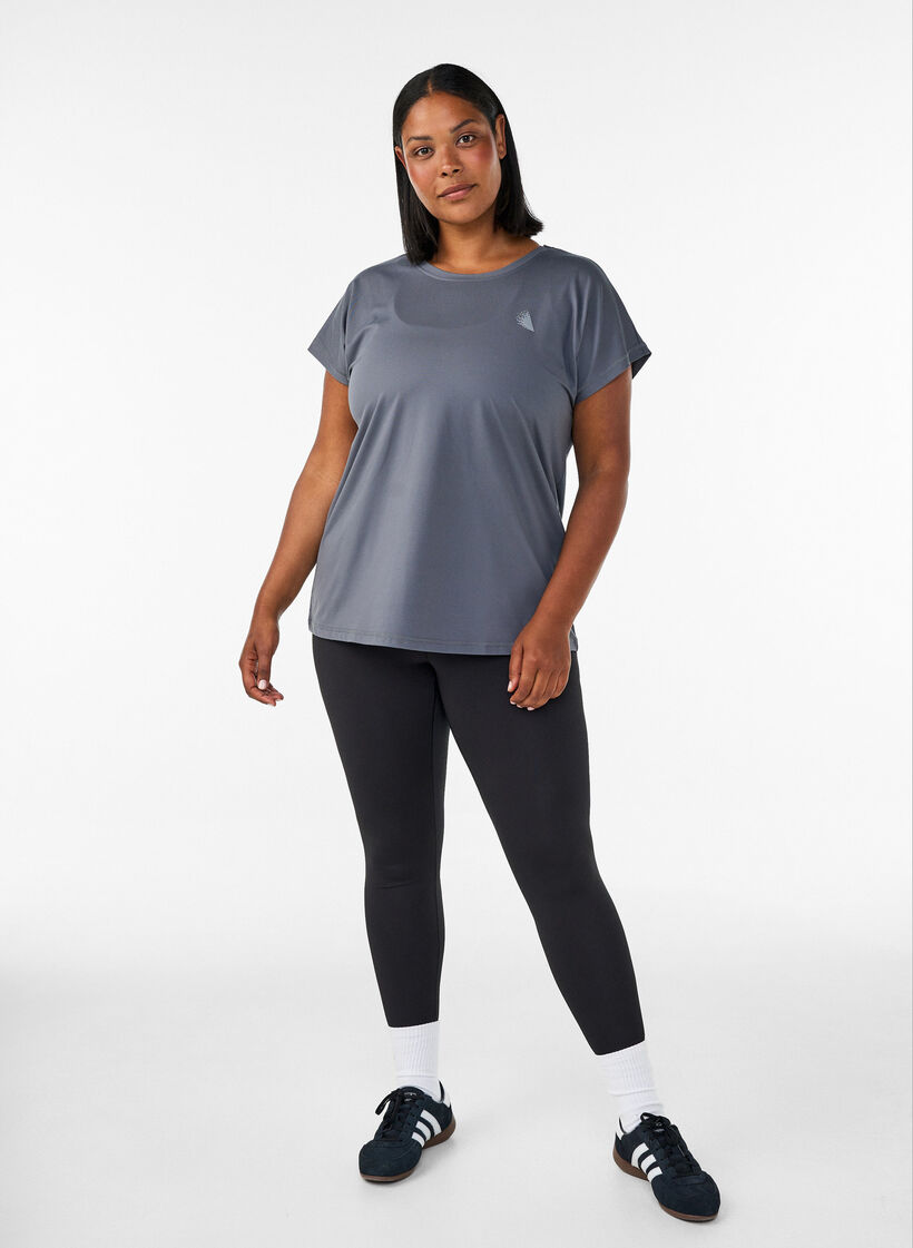 T-shirt de sport couleur unie, Gris, Model image number 1