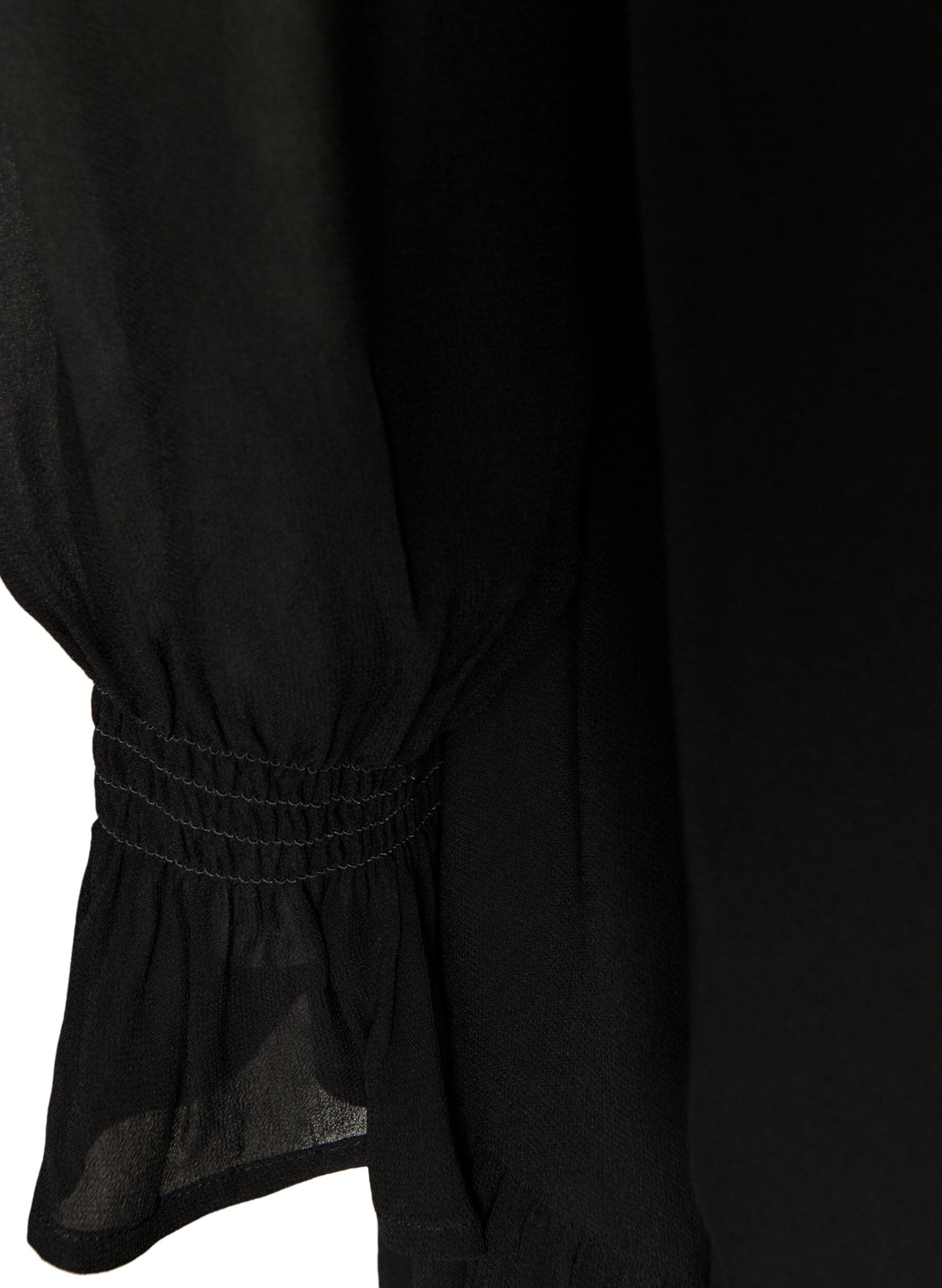 ZizziRobe en viscose avec volants et manches transparentes, Noir, Packshot image number 3