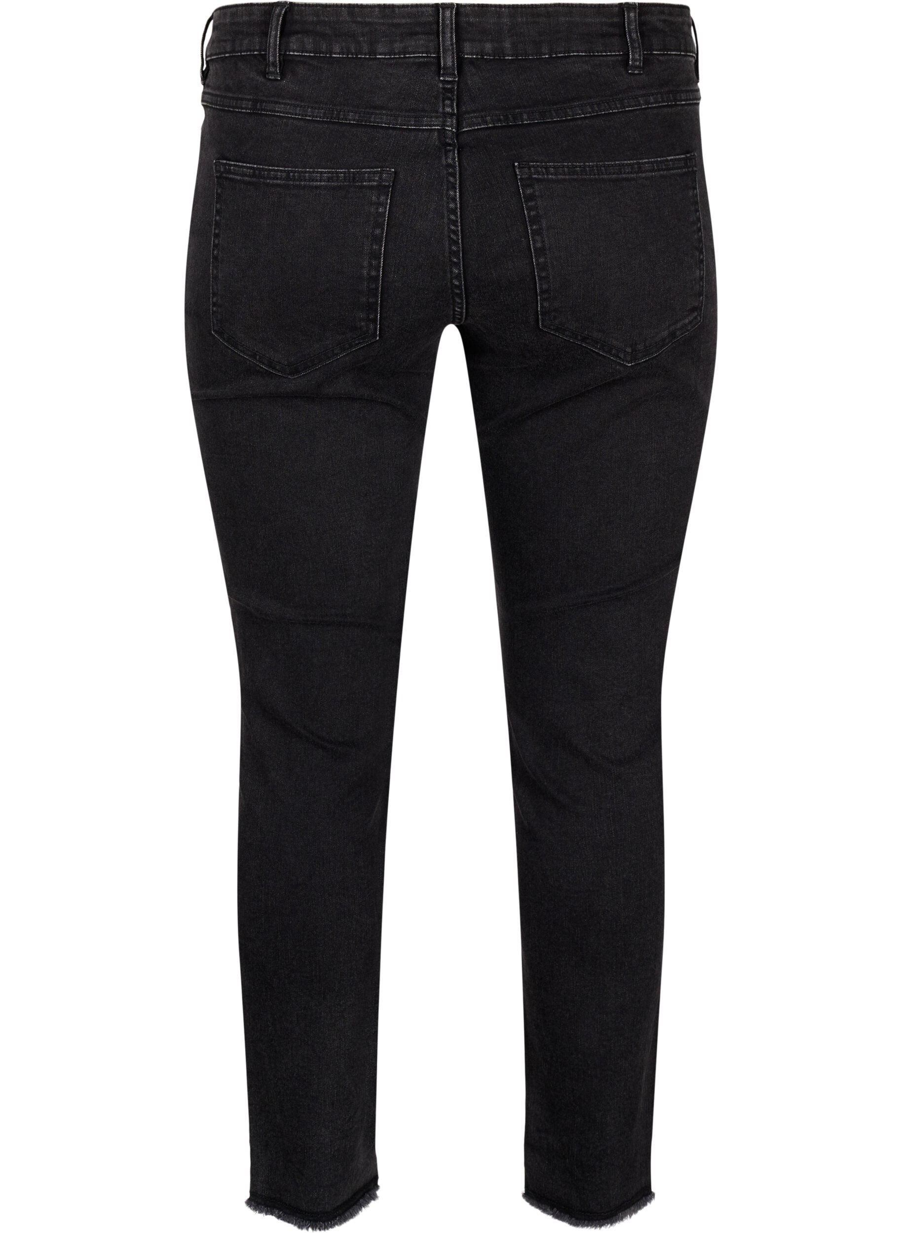 Zizzi  Emily jeans raccourci avec ourlet effiloch&eacute;, Dark Grey Denim, Packshot image number 1