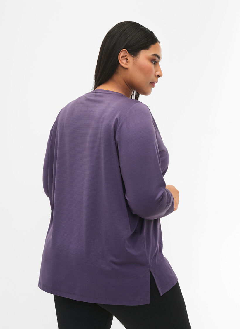 Blouse d'entraînement à manches longues avec structure, Purple Plumeria, Model image number 1