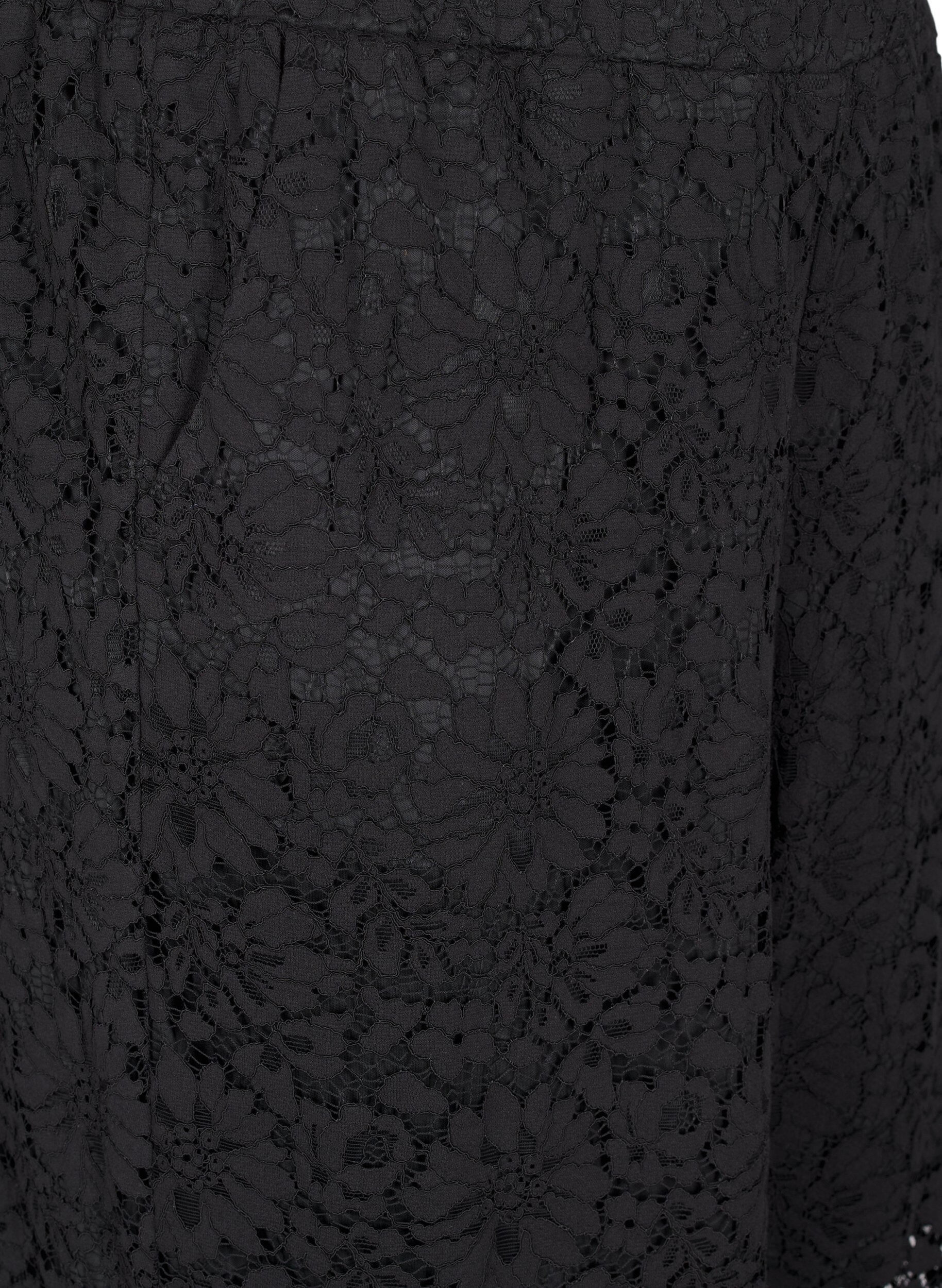 Zizzi Pantalon taille haute en dentelle et avec des poches, Noir, Packshot image number 2