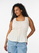 Top sans manches en coton et lin avec smocks, Vanille, Model image number 0