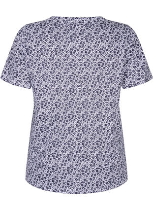 T-shirt en coton à fleurs avec col en V, Night Sky AOP, Packshot image number 1