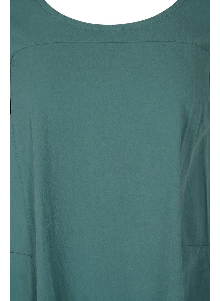 Robe en coton &agrave; manches courtes, Vert fonc&eacute;, Packshot image number 2