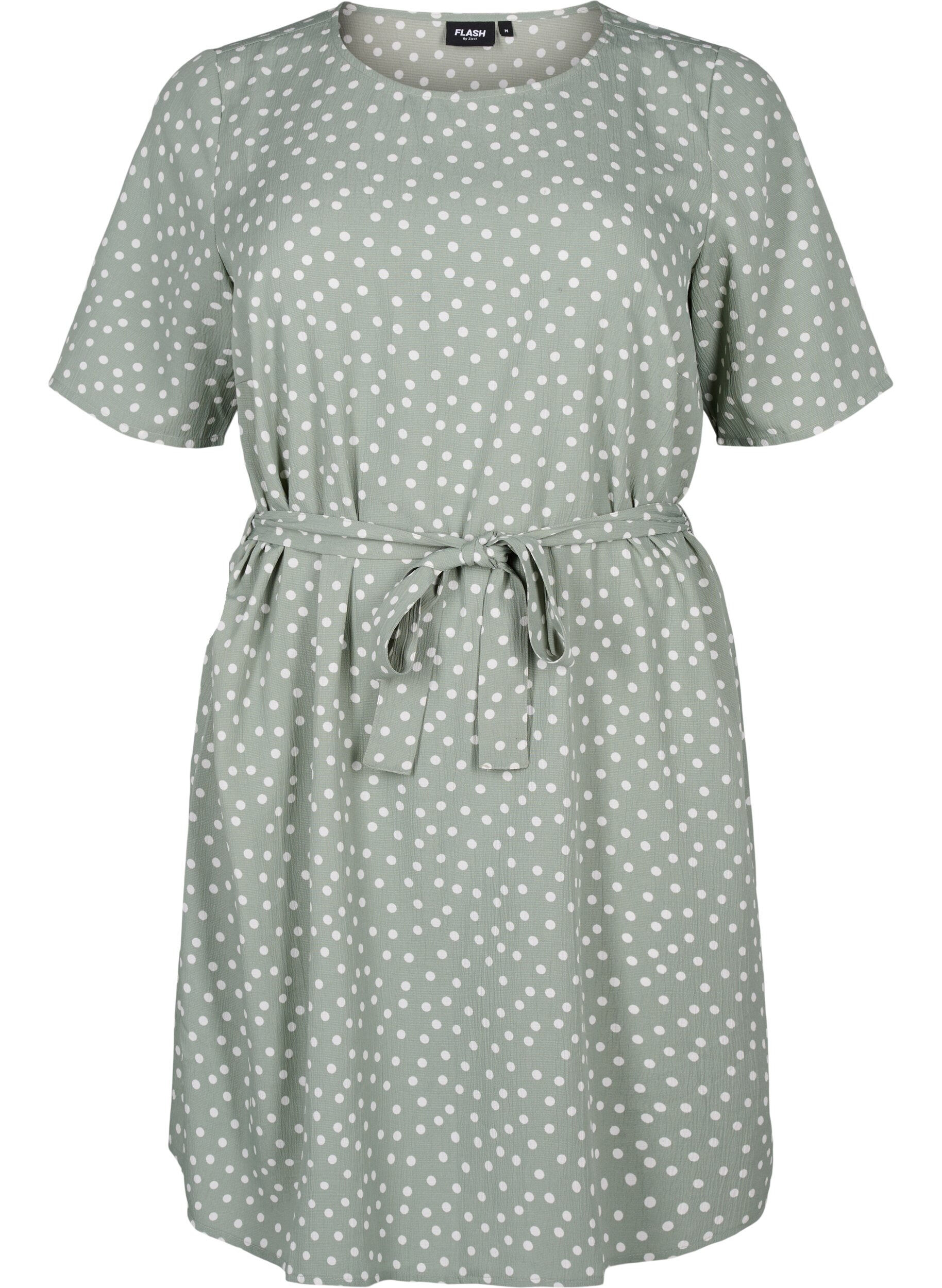 Zizzi FLASH - Robe &agrave; manches courtes avec ceinture, Iceberg Green Dot, Packshot image number 0