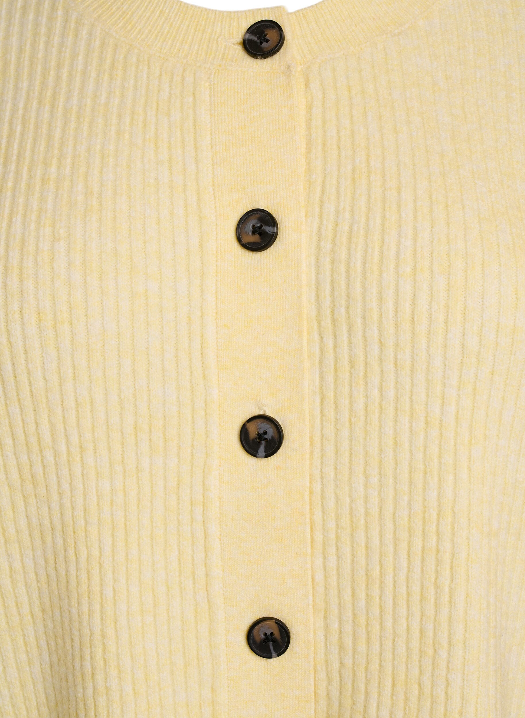 Zizzi Cardigan en tricot c&ocirc;tel&eacute; avec boutons, Jaune clair, Packshot image number 2