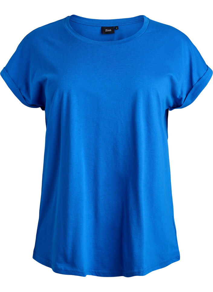 T-shirt &agrave; manches courtes en m&eacute;lange de coton, Bleu, Packshot image number 0