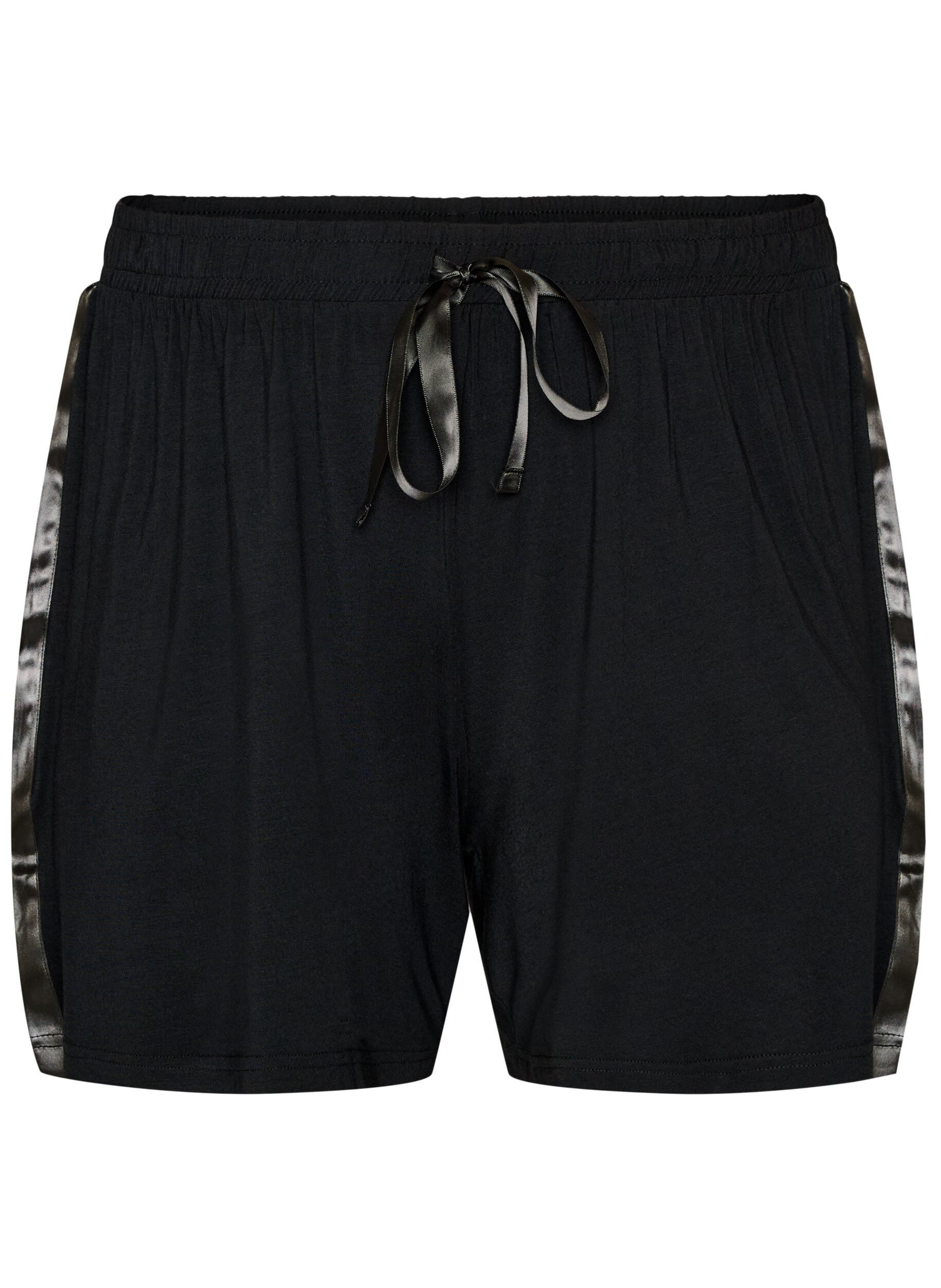 ZizziShort de pyjama en modal avec bande contrastante, Noir, Packshot image number 0