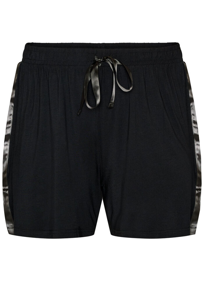 Short de pyjama en modal avec bande contrastante, Noir, Packshot image number 0