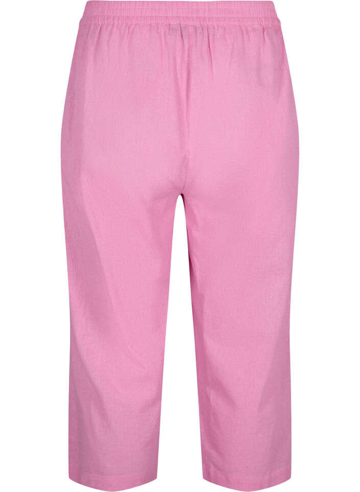 Pantalon 7/8 en coton et lin mélangés, Rosebloom, Packshot image number 1