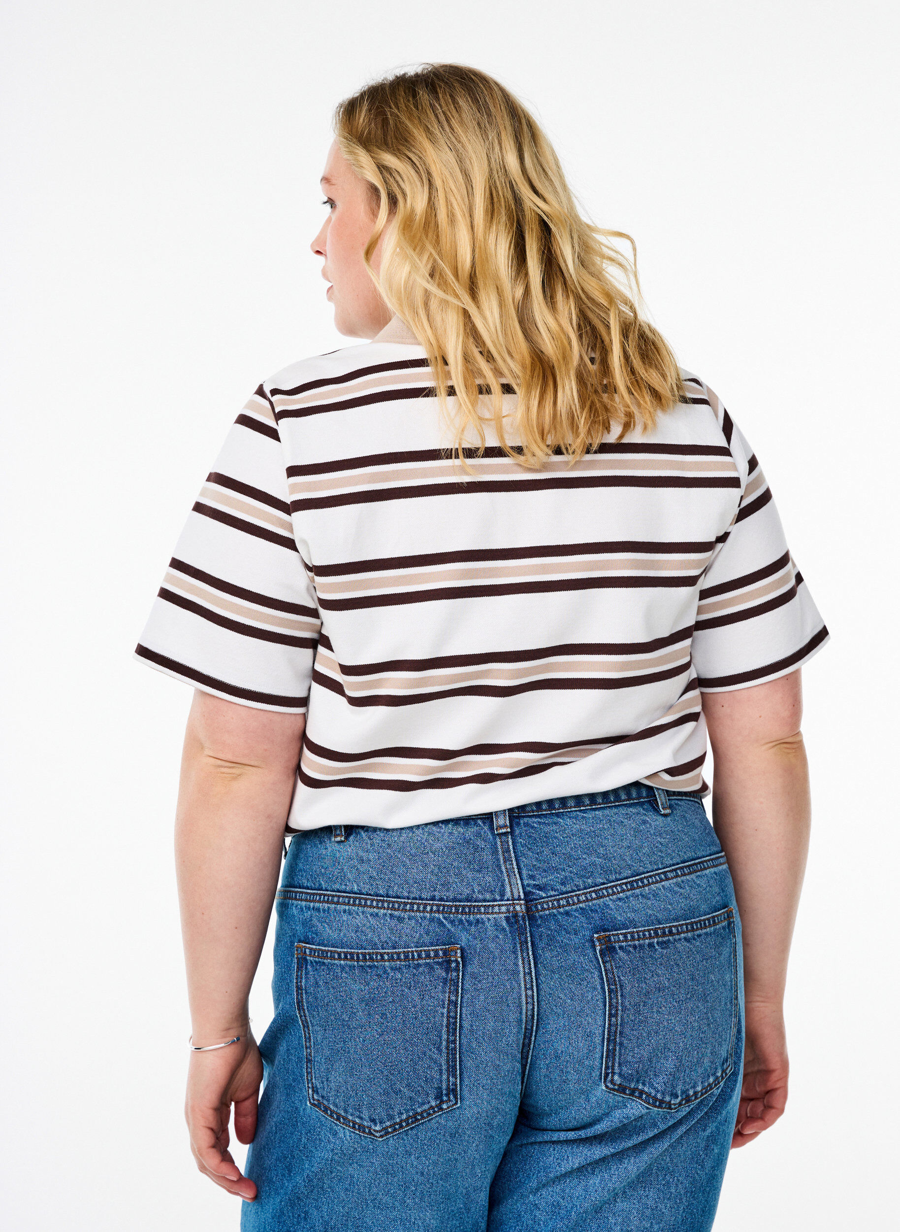 Zizzi Polo &agrave; manches courtes, Vanille, Model image number 2