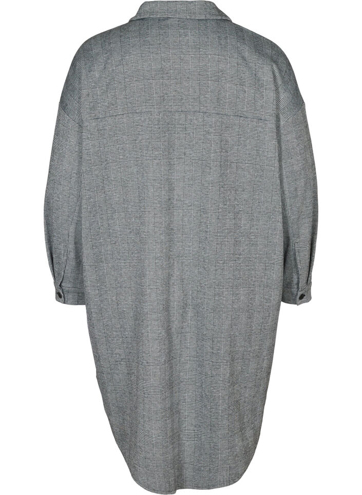 Chemise longue à carreaux avec poches poitrine, Black Check , Packshot image number 1