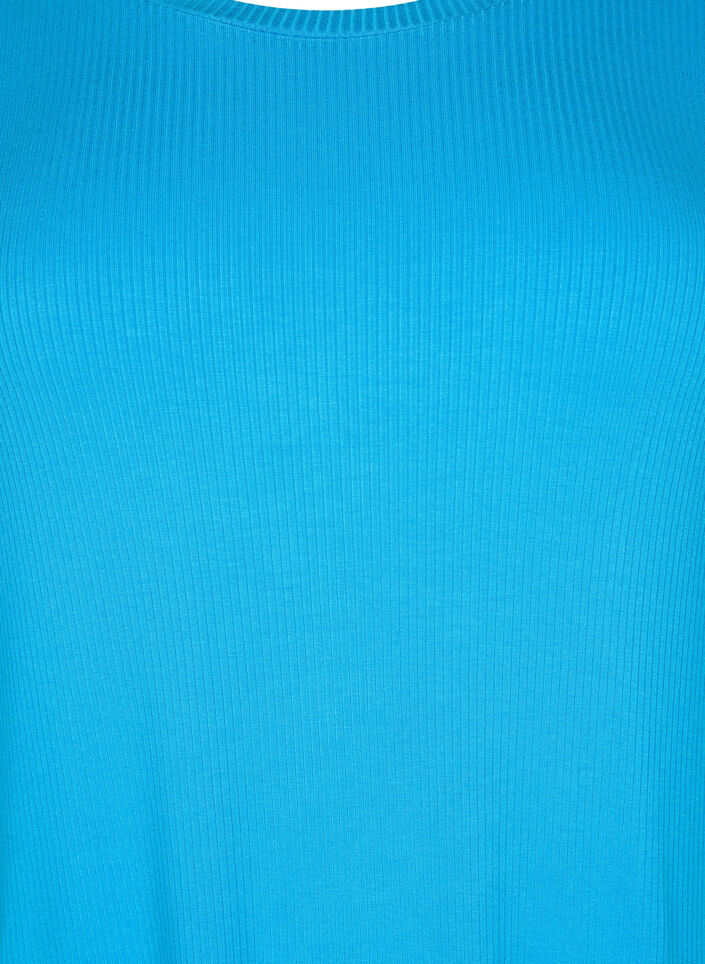 Robe à manches courtes en viscose côtelée de qualité, Ibiza Blue, Packshot image number 2
