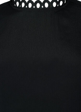 Chemisier en viscose avec manches en crochet, Black, Packshot image number 2