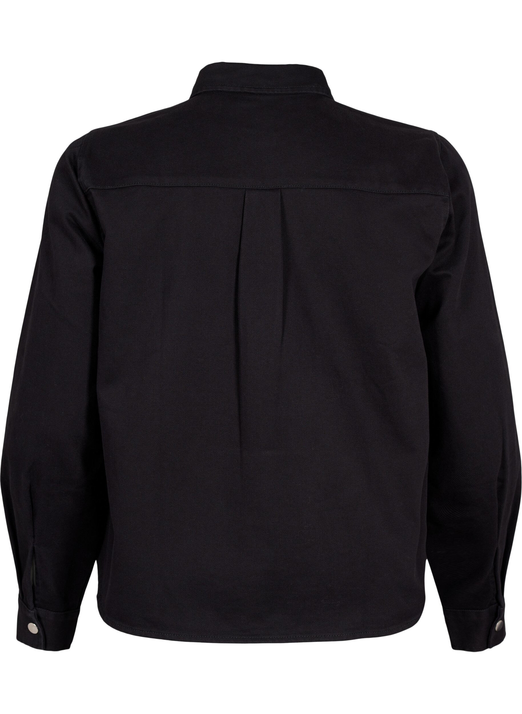 Zizzi Veste en toile boutonn&eacute;e, Black, Packshot image number 1