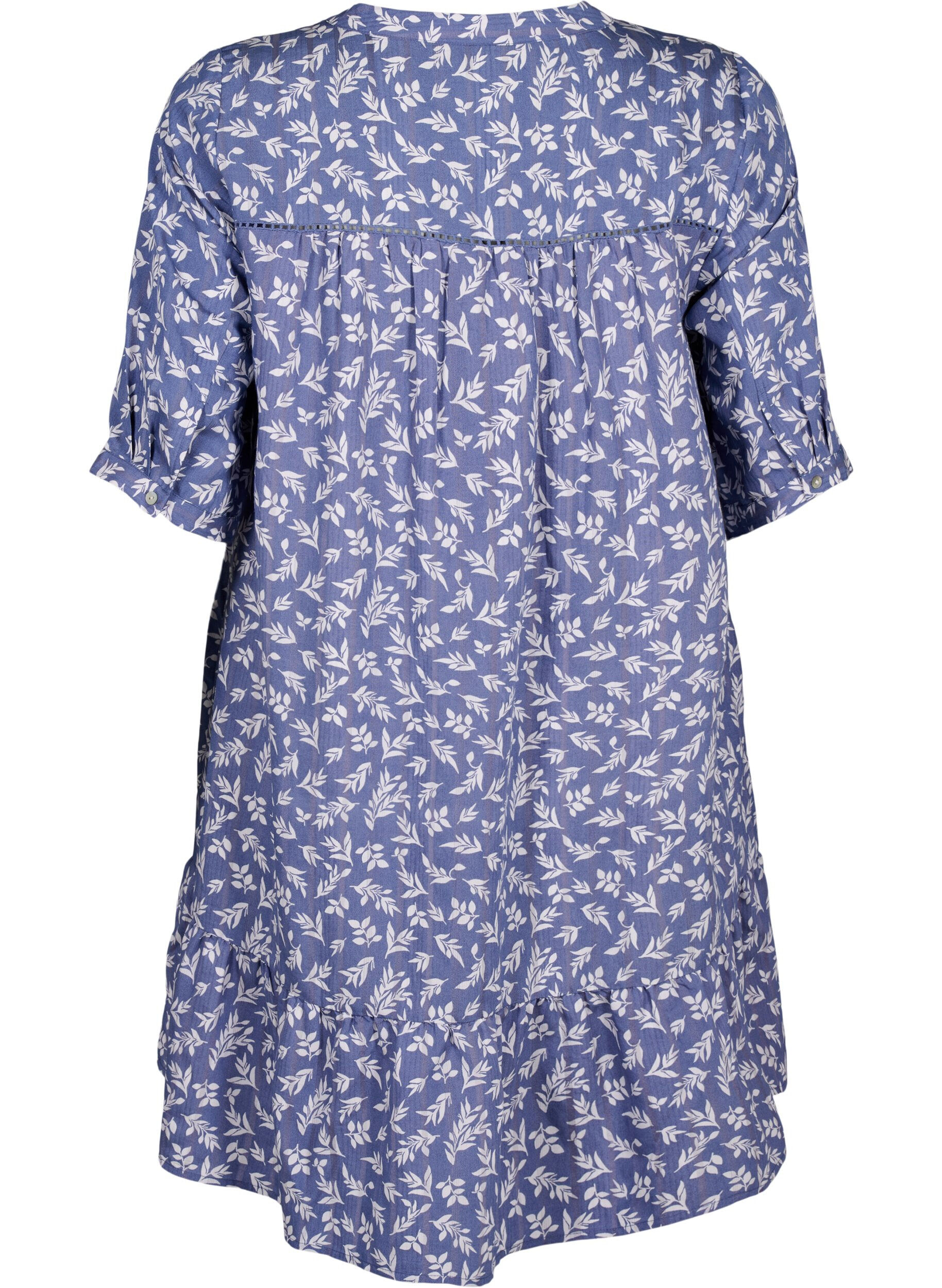 Zizzi Robe courte en viscose avec bordure en dentelle et coupe trap&egrave;ze &eacute;vas&eacute;e., Bleu, Packshot image number 1